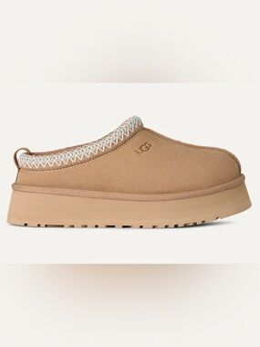 UGG Tazz II Women’s Suede Platform Slip-On Clog Slipper in Sand Size 7